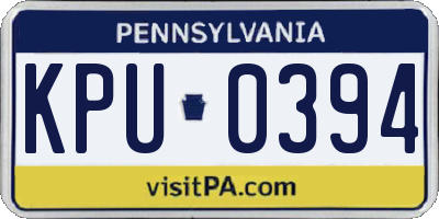 PA license plate KPU0394