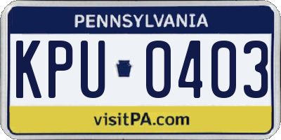 PA license plate KPU0403