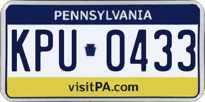 PA license plate KPU0433