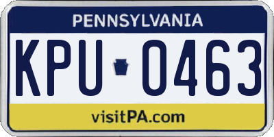 PA license plate KPU0463