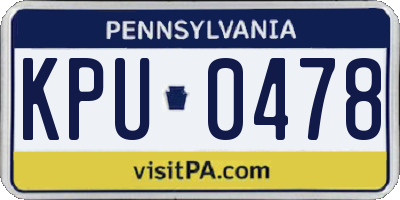 PA license plate KPU0478