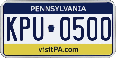 PA license plate KPU0500