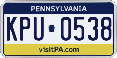 PA license plate KPU0538