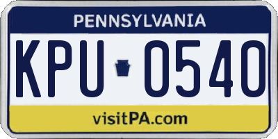 PA license plate KPU0540