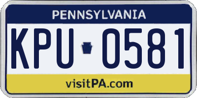 PA license plate KPU0581