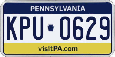 PA license plate KPU0629