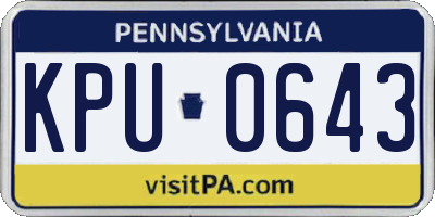 PA license plate KPU0643
