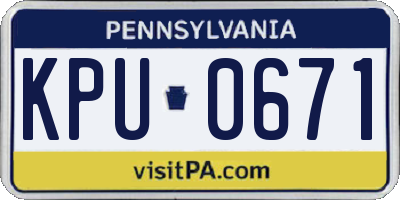 PA license plate KPU0671