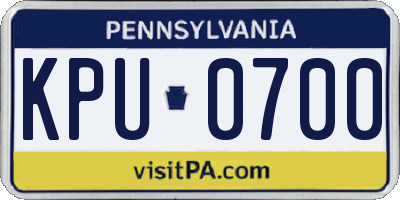 PA license plate KPU0700