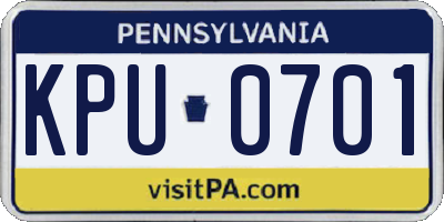 PA license plate KPU0701