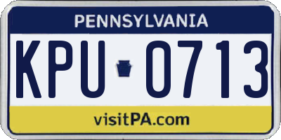 PA license plate KPU0713