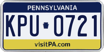 PA license plate KPU0721
