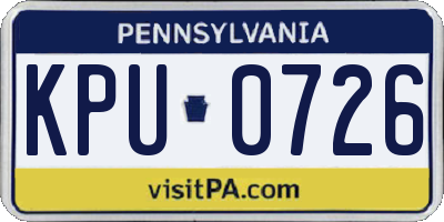 PA license plate KPU0726