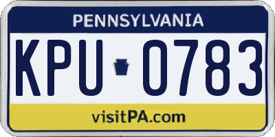 PA license plate KPU0783