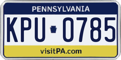 PA license plate KPU0785