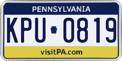 PA license plate KPU0819