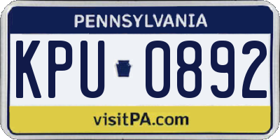 PA license plate KPU0892