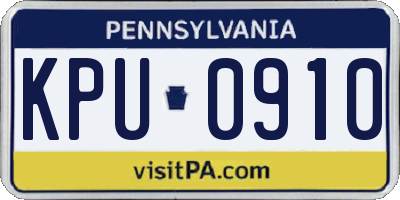 PA license plate KPU0910