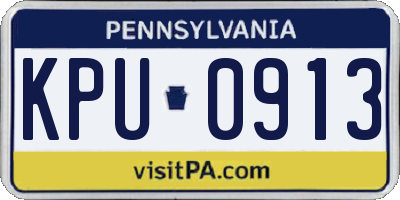 PA license plate KPU0913