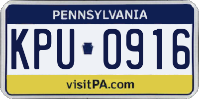PA license plate KPU0916