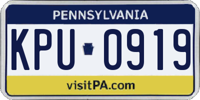 PA license plate KPU0919