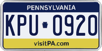 PA license plate KPU0920