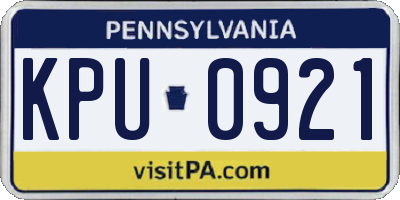 PA license plate KPU0921
