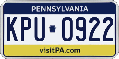 PA license plate KPU0922