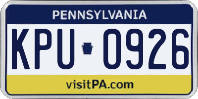PA license plate KPU0926