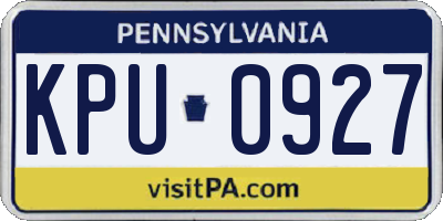 PA license plate KPU0927