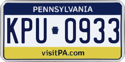 PA license plate KPU0933