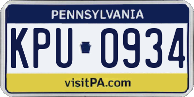 PA license plate KPU0934