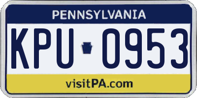 PA license plate KPU0953