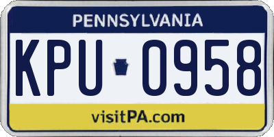 PA license plate KPU0958