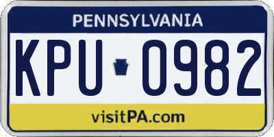 PA license plate KPU0982