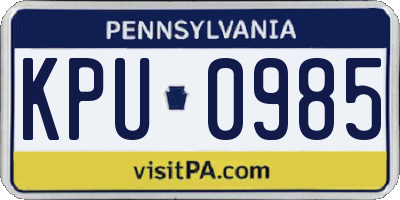 PA license plate KPU0985