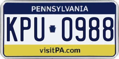 PA license plate KPU0988