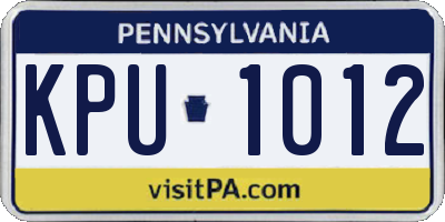 PA license plate KPU1012