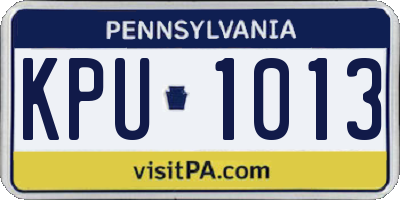 PA license plate KPU1013
