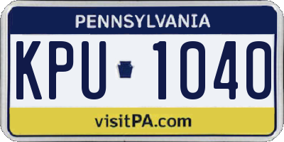 PA license plate KPU1040