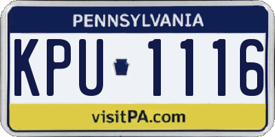 PA license plate KPU1116
