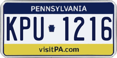PA license plate KPU1216