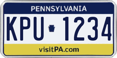 PA license plate KPU1234