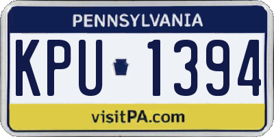 PA license plate KPU1394