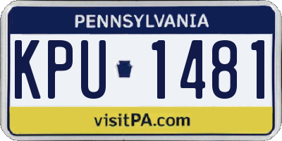 PA license plate KPU1481