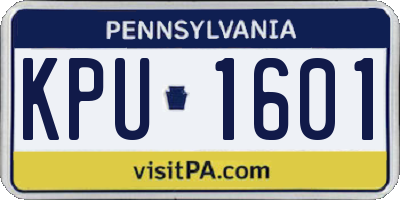 PA license plate KPU1601