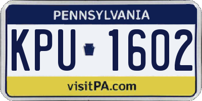 PA license plate KPU1602