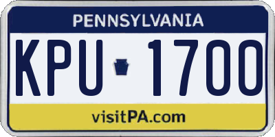 PA license plate KPU1700