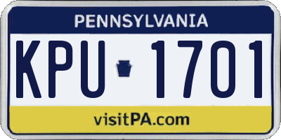 PA license plate KPU1701