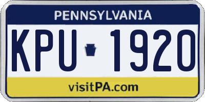 PA license plate KPU1920